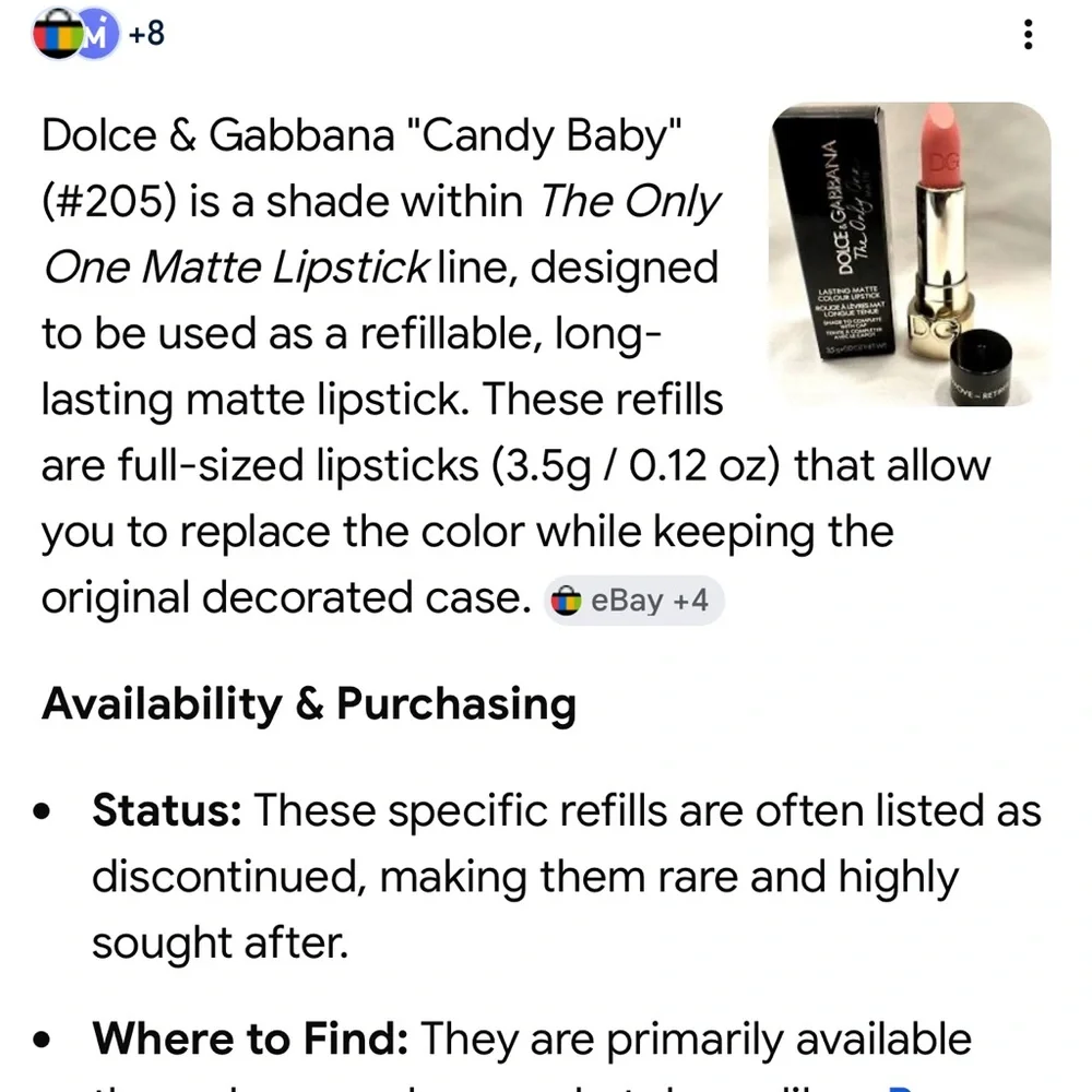 D & G Dolce and Gabbana the only one matte lipstick 205 Candy Pink